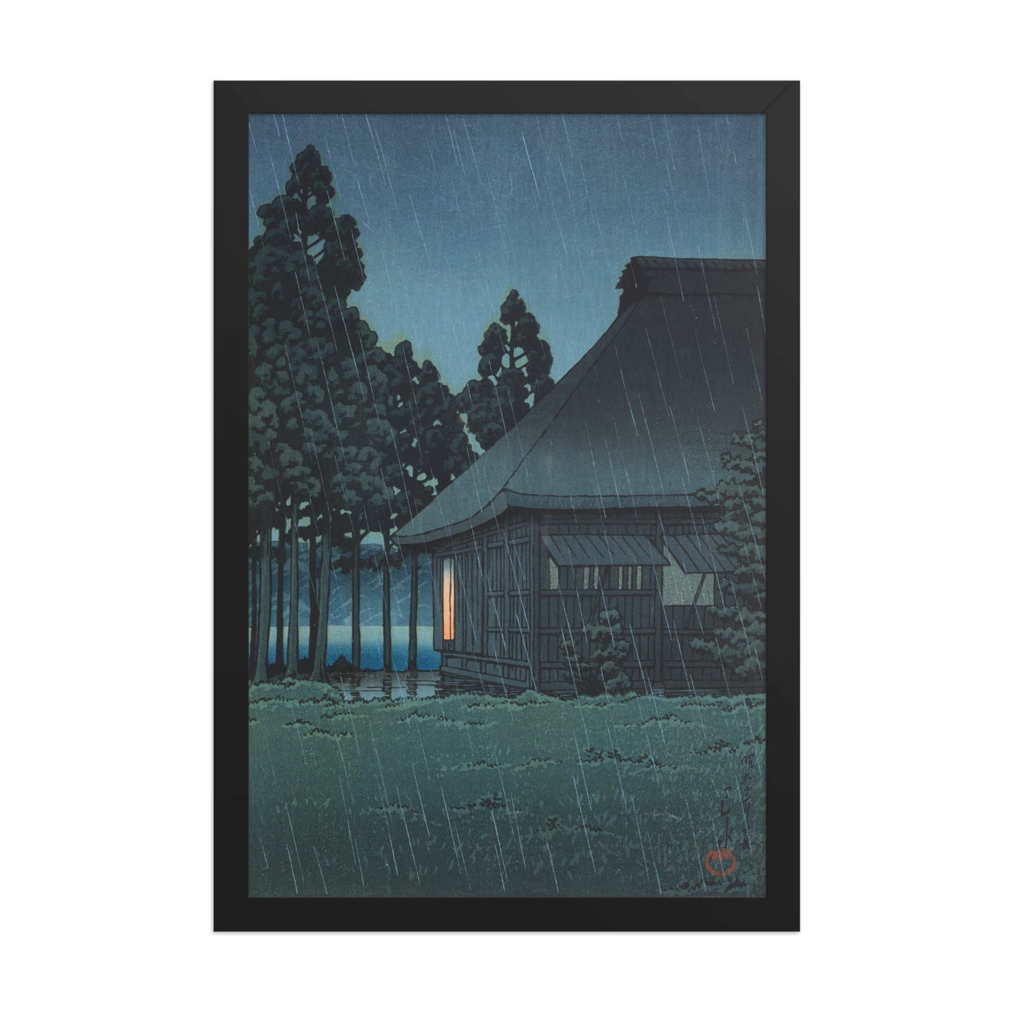 Evening Rain at a Lakeside Teahouse