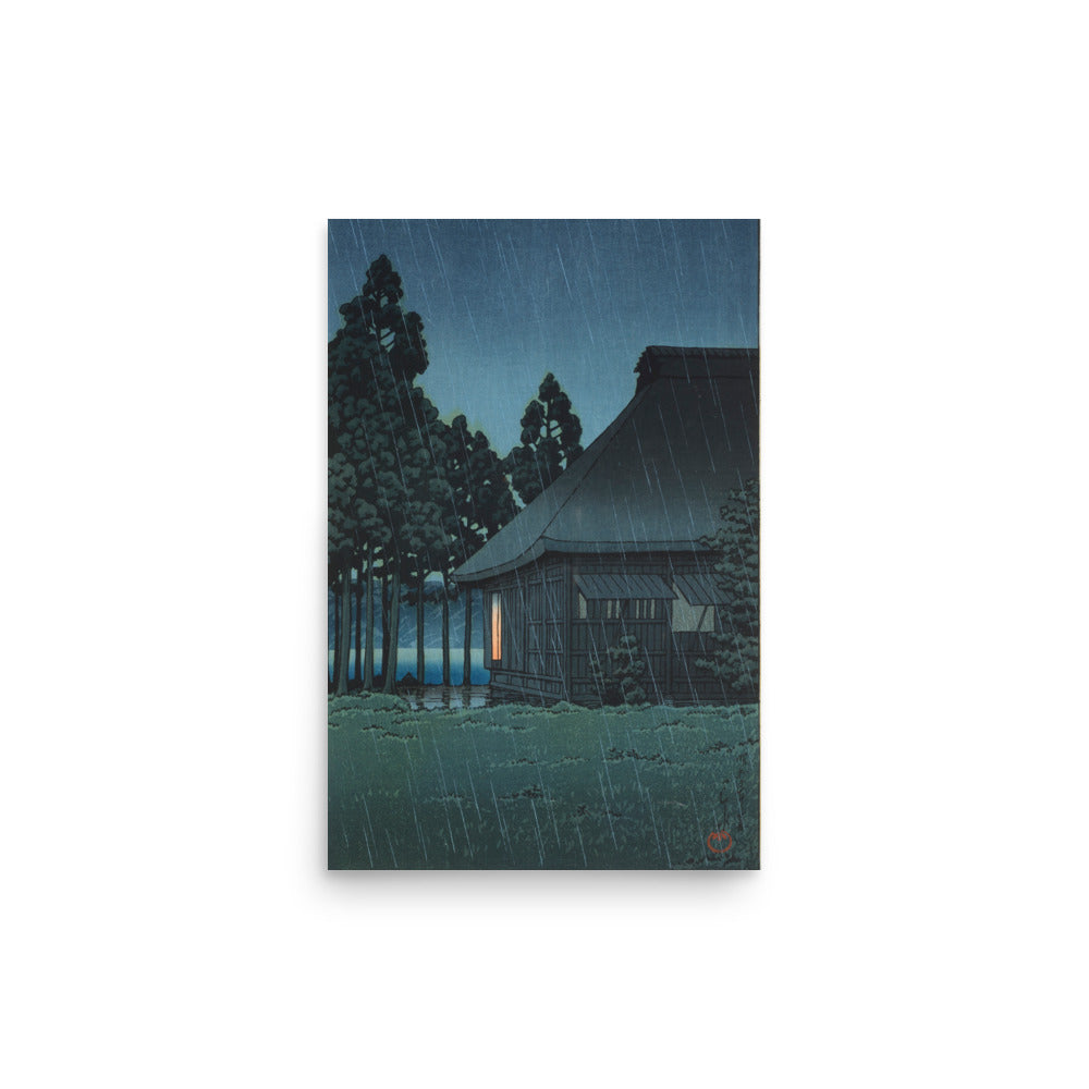 Evening Rain at a Lakeside Teahouse